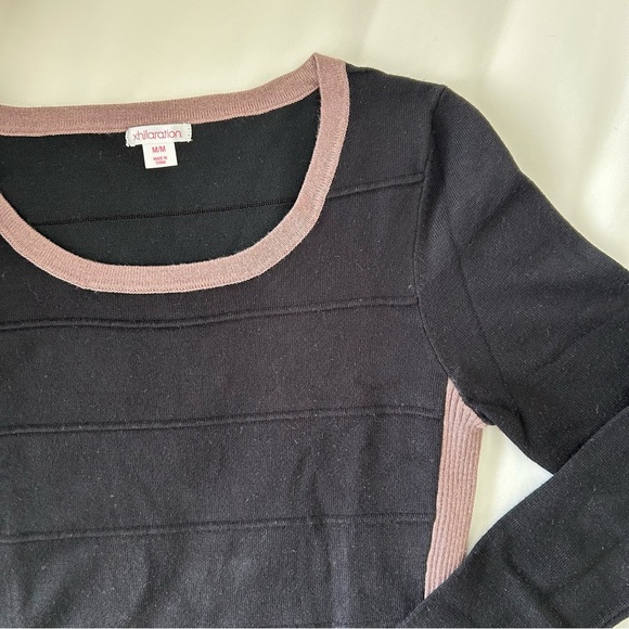 Xhilaration Black/Brown Color Block Panel Sweater Dress M - Picture 3 of 5